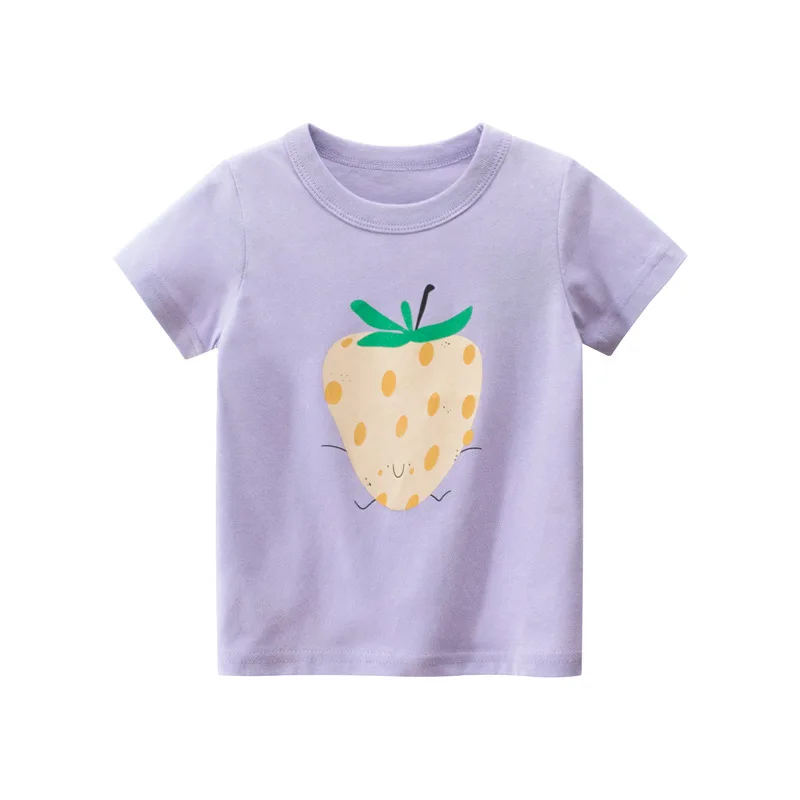 

2-8T Girls T shirt Cotton Summer Clothes Infant Short Sleeve Strawberry Print Tshirt Casual Cute Sweet Tee Top Outfit