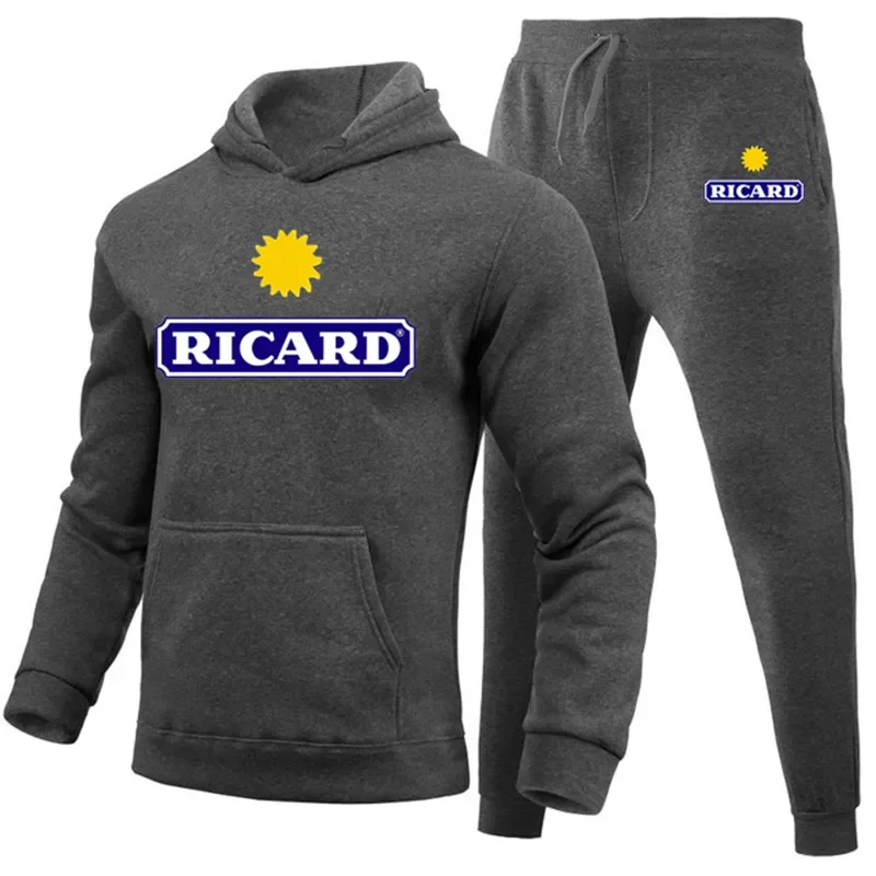 

Ricard New Winter Men's Clothing Men Sets Printing Hoodie Set Fleece Sweatshirt Casual Sport Sweatpants Mens Tracksuits 2022