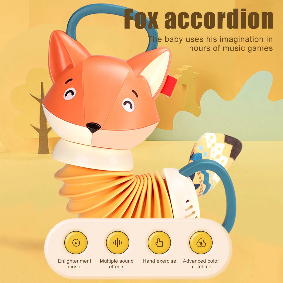 

Skip Hop Accordian Baby Toy Cartoon Accordion Toy Early Educational Accordion Simulation Rhythmal Instrument for Baby