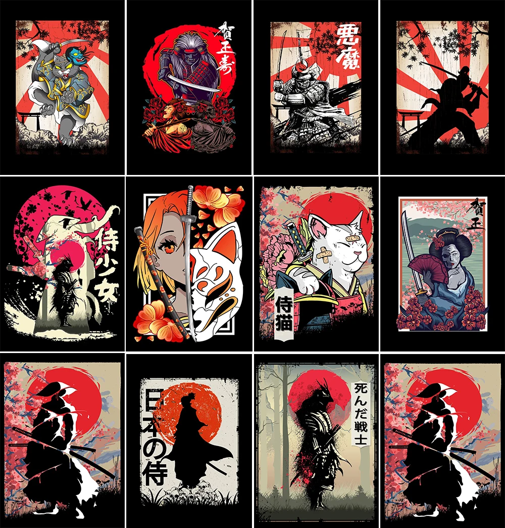 

Retro Japanese Geisha Samurai Posters Canvas Paintings Wall Art Decor Living Room Decor Mural Home Decor Bedroom Decor