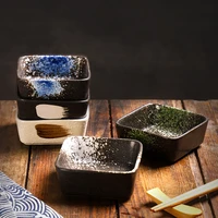 2pcs japanese ceramic plate square sushi snack side dish deep dish creative hot pot seasoning dipping dish commercial