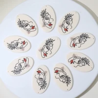 10pcs cartoon sketch girl women acrylic diy accessories earrings pendant necklace charms for jewelry making supplies wholesale