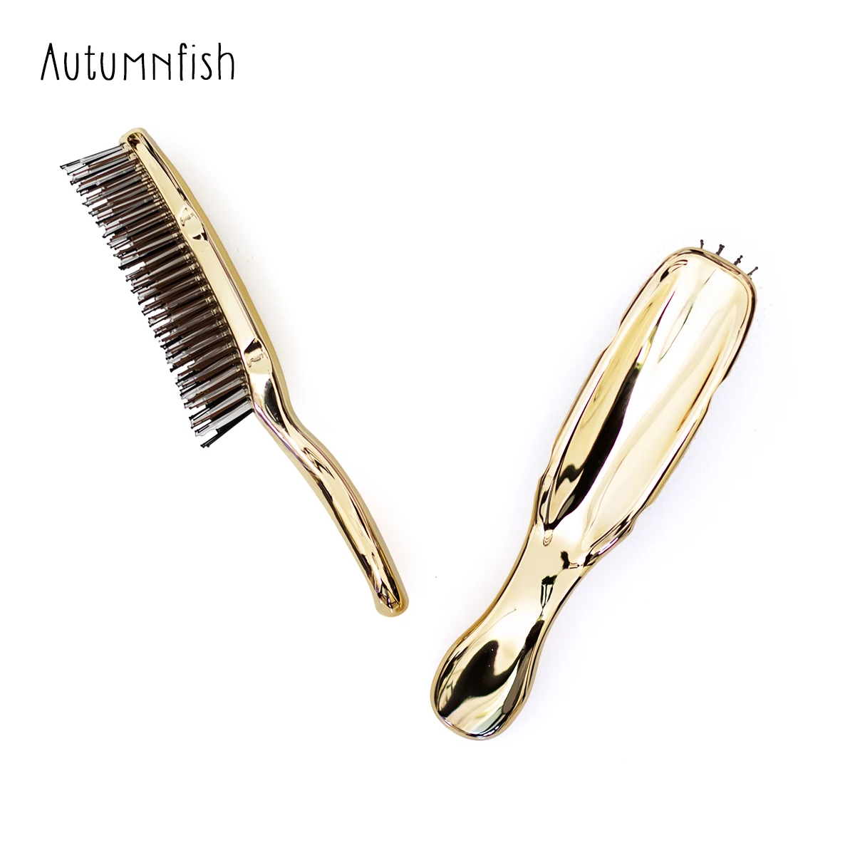 

Autumnfish Golden Massage Comb Clean Dandruff Healthy Hair Scalp Nylon Comb Teeth Women's Wet Roll Available Metallic Feel