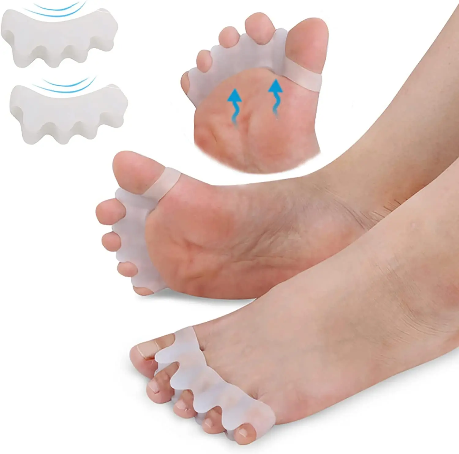 Pinkiou-Separadores de dedos de silicona, Cinco dedos del pie, Corrector de Hallux...