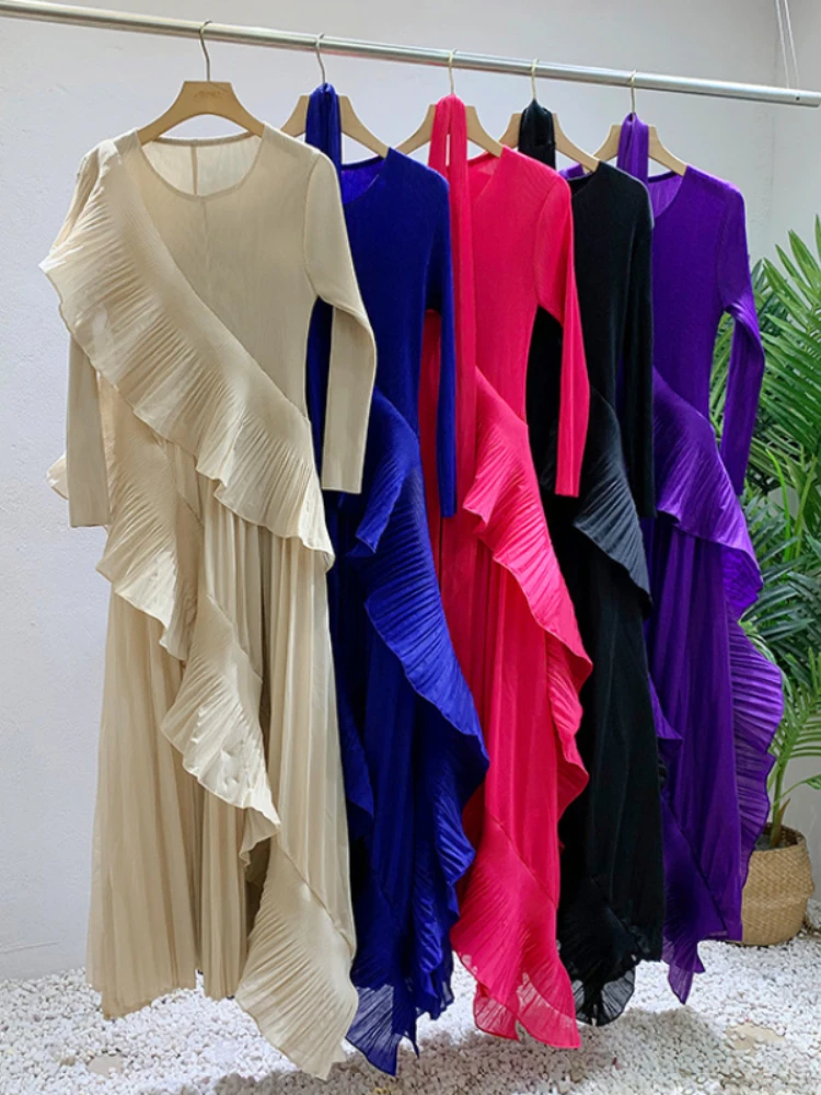 Элегантное Плиссированное вечернее платье EGRM женские Асимметричные Длинные