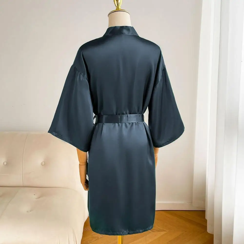 Женский халат из ледяного шелка атласная пижама на шнуровке свободная