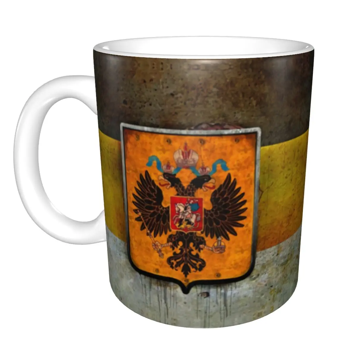

Кружка в винтажном стиле гранж с изображением Российской империи, керамическая кружка для кофе в виде герба России, креативный подарок
