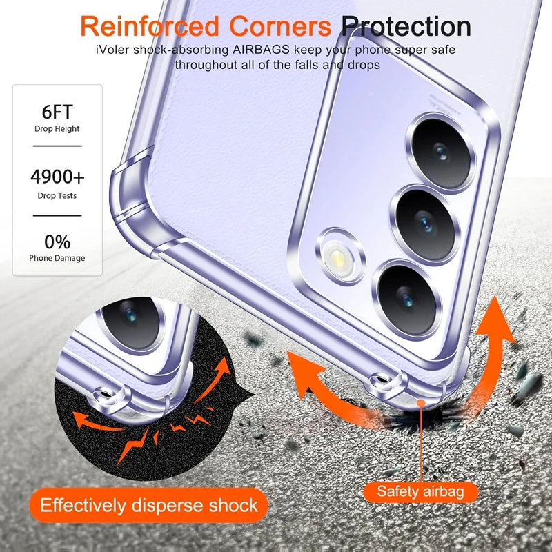 Противоударный чехол из ТПУ с четырьмя углами для VIVO V40 SE V30 Lite V30e V29 Pro защитный