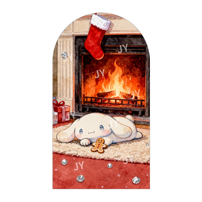 Фото Фон для фотосессий Cinnamoroll Arch Backdrop Cover Sanrio, рождественский фон, подходит для праздничных мероприятий и детских дней рождения, многоразовый. №2