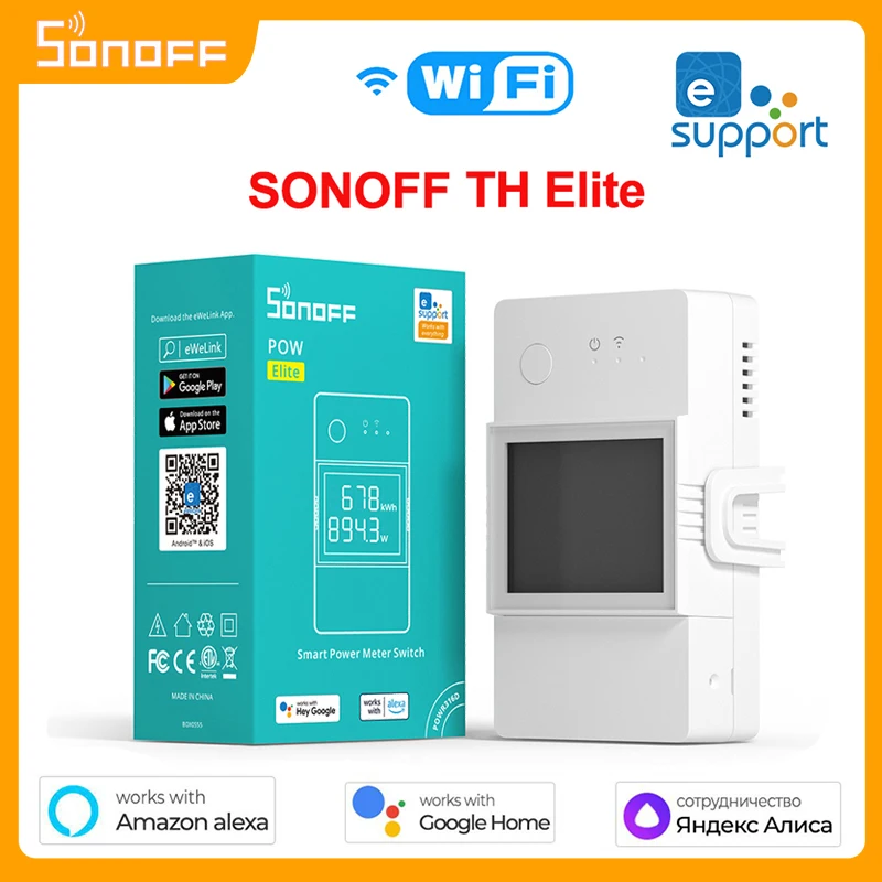 

SONOFF TH Elite 16A/20A WiFi Smart Switch Temperature And Humidity Monitoring Switch Smart Home Work With DS18B20/ Si7021/ RL560