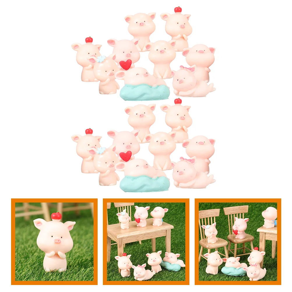 

18pcs Piggy Figurine Miniature Statue Home Desktop Piggy Decor Small Animals Toy Mixed Style