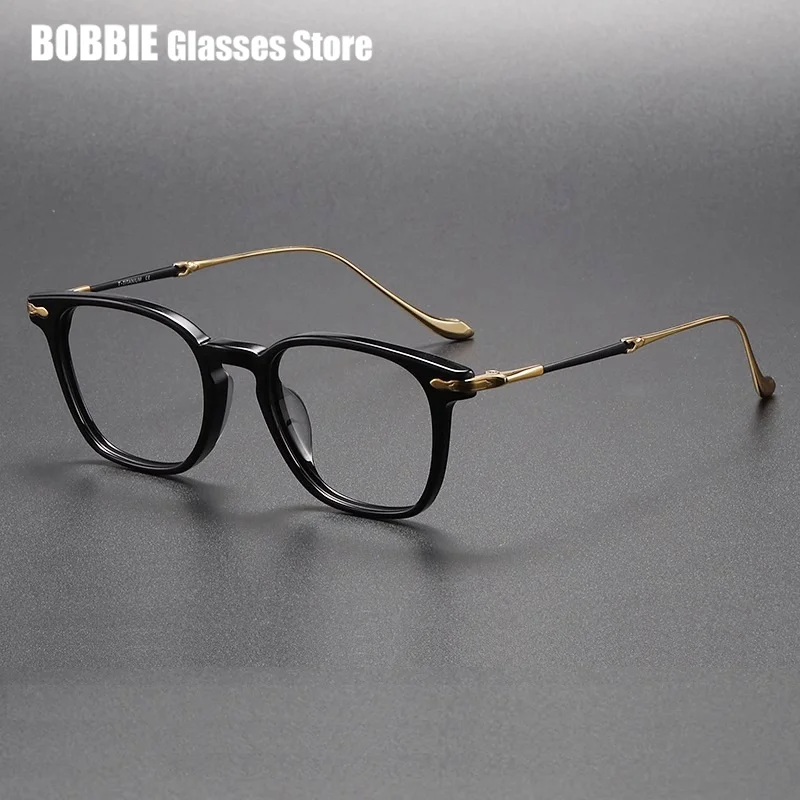 Японские ретро титановые ацетатные мужские и женские очки в оправе квадратные