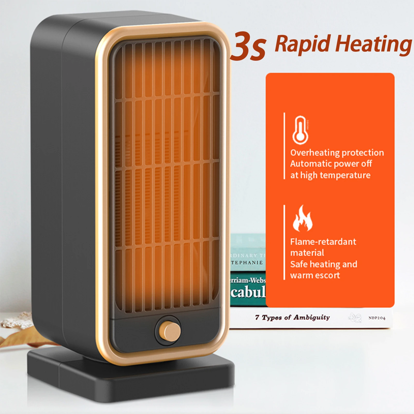 

500W Desktop Warm Air Heater PTC Fast Heating Warmer Fan Quiet Portable Fan Heater Multiple Protection Energy Saving Indoor Use