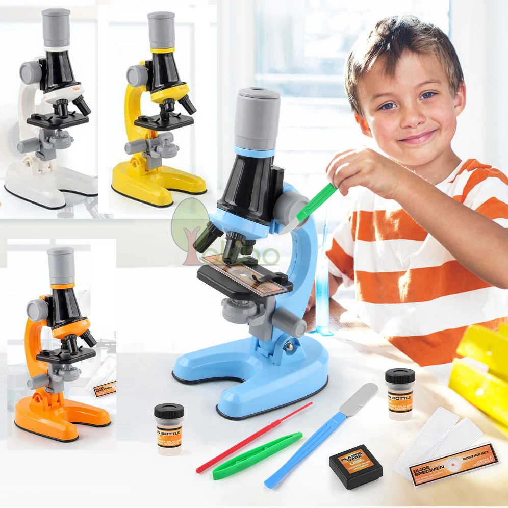 

Children Biological Microscope Toys LED Microscope Kit Lab 100X 400X 1200X Home School Science Educational Toy For Kids Gift
