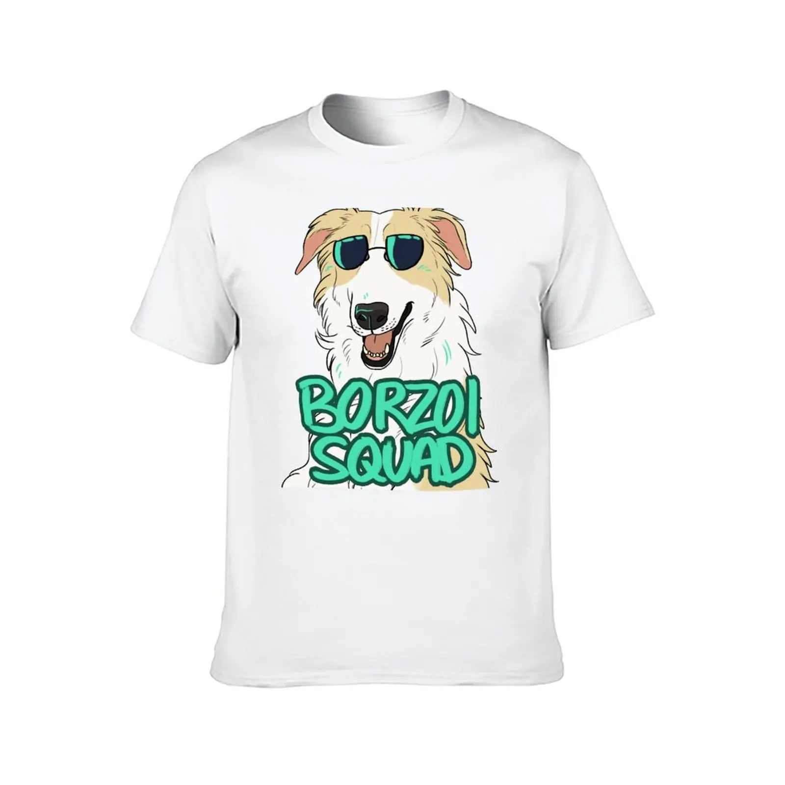 Фото Футболка BORZOI SQUAD (БЕЛАЯ И СЕРЫЙ) из 100% хлопка, забавные футболки, мужская футболка из 100% хлопка №2