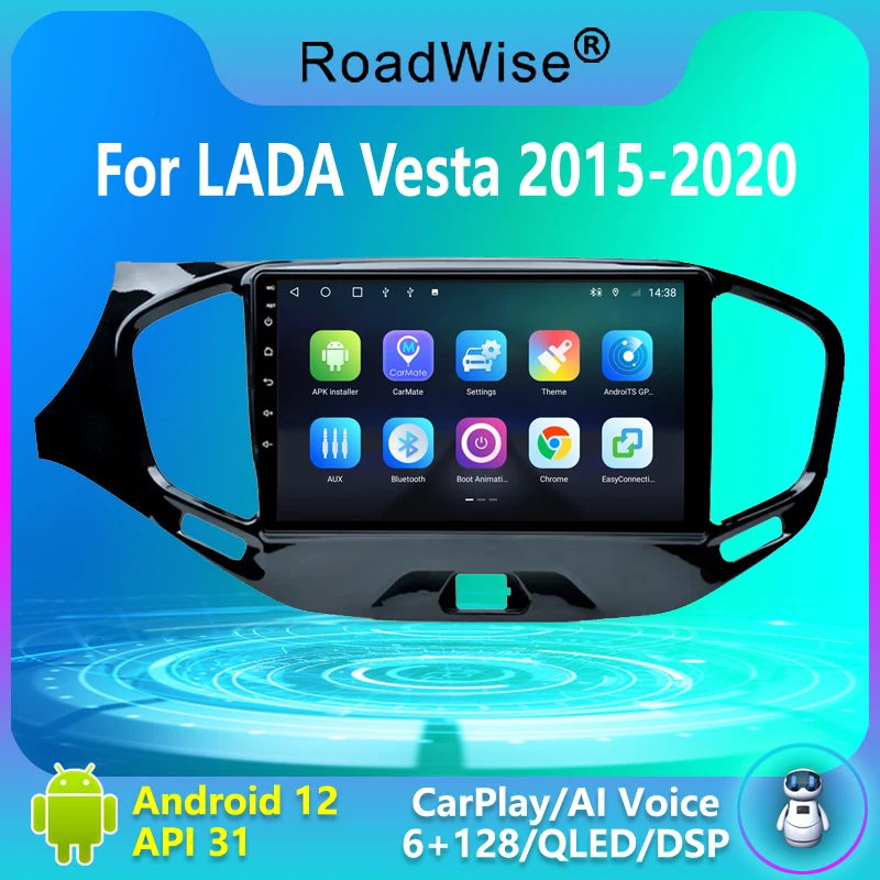 Автомагнитола Roadwise 2 din мультимедиа для LADA Vesta Cross Sport 2015 2016 2017 2019 2020 4G Wi-Fi GPS DVD 2din DSP