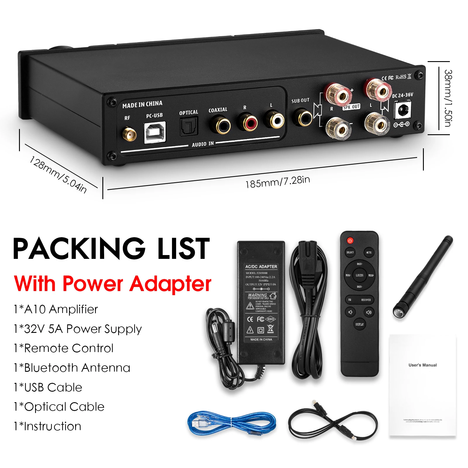 Цифровой усилитель Douk Audio HiFi Bluetooth 5 0/USB/OPT/COAX сабвуфер мощности DAC домашний