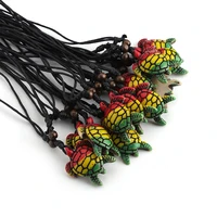 12pcslot colorful resin sea turtle pendant necklace faux yak bone animals charm necklaces fashion jewelry choker wholesale