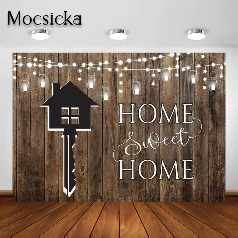 

Фон для фотосъемки Mocsicka с изображением дома и согревечерние, винтажный деревянный фон для домашнего декора, реквизит для фотосъемки семейных торжеств, баннер