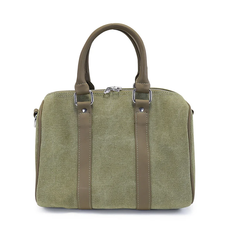 Сумка-ведро черно-зеленая парусиновая через плечо | Багаж и сумки