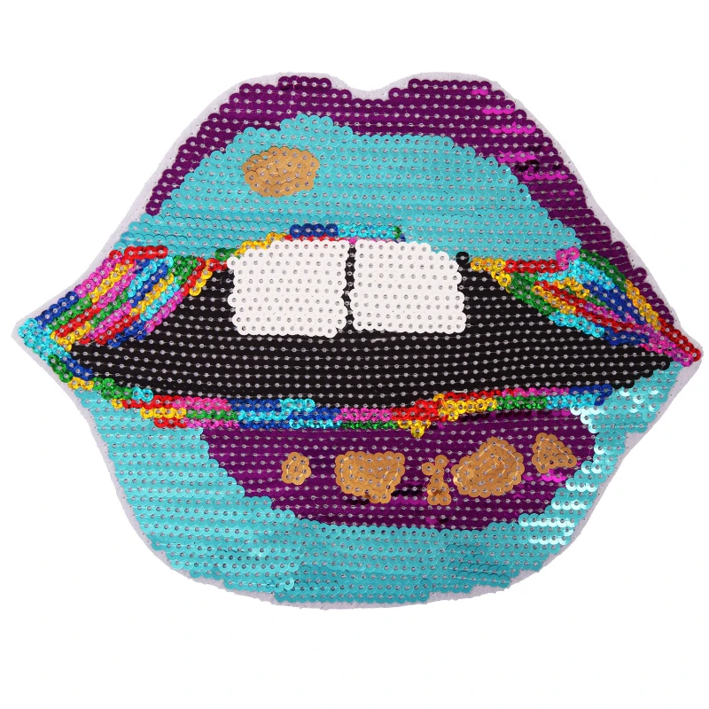 

Large Lips Sequin Patch for Clothing Iron on T-shirt Bag Badge Embroidery Appliqued Clothes Thermoadhesive Patches