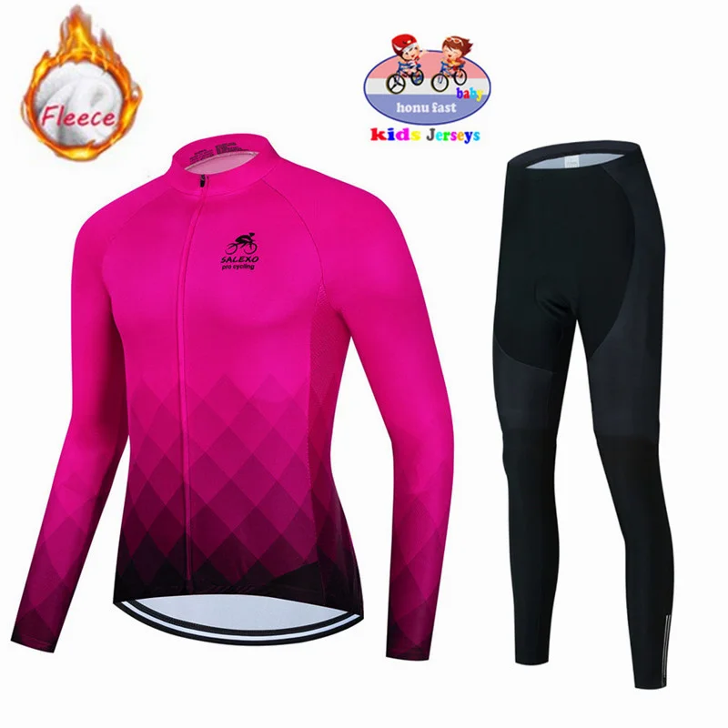 

Kids Winter Thermal Fleece Cycling Jersey Set Bicycle Boys Cycling Clothes Warm Bike Children Cycling Clothing Suit MTB Maillot