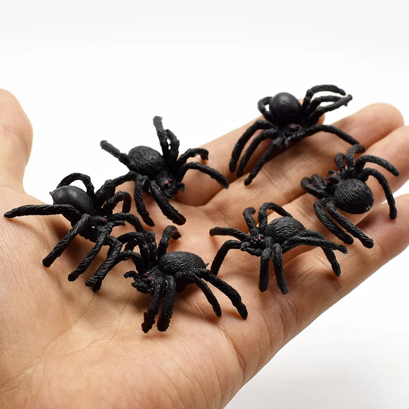 

5PCS Hot sale PVC Artificial spider Insect Animal Model Kuso Prank Funny Trick Joke Toys Novel and interesting puppet toy