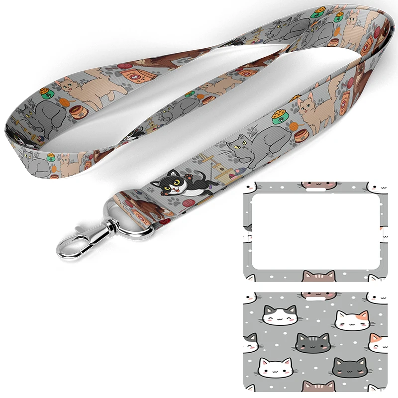 Шнурок D0968 для ключей с мультяшным котом и котенком чехол удостоверения личности