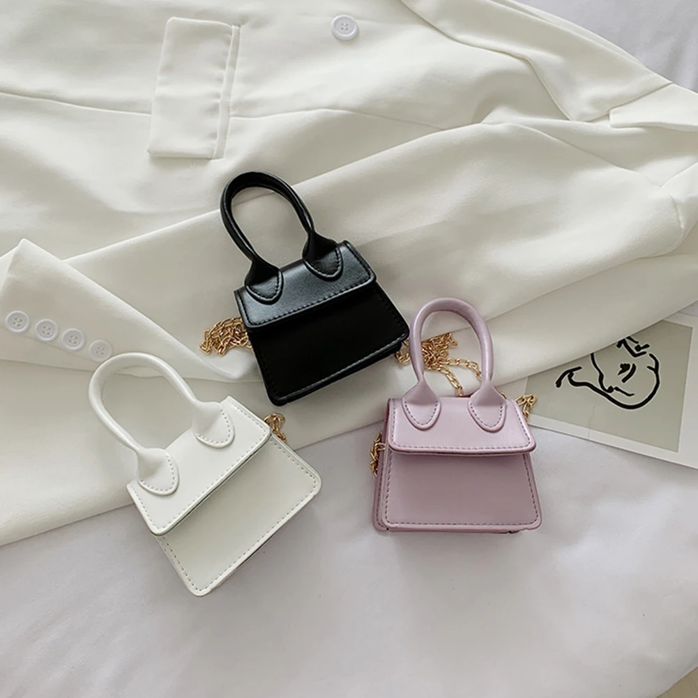 

Mini Crossbody Tote Bag for Women PU Leather Shoulder Chain Small Purse Pure Color Magnetic Buckle Handbags Streetwear