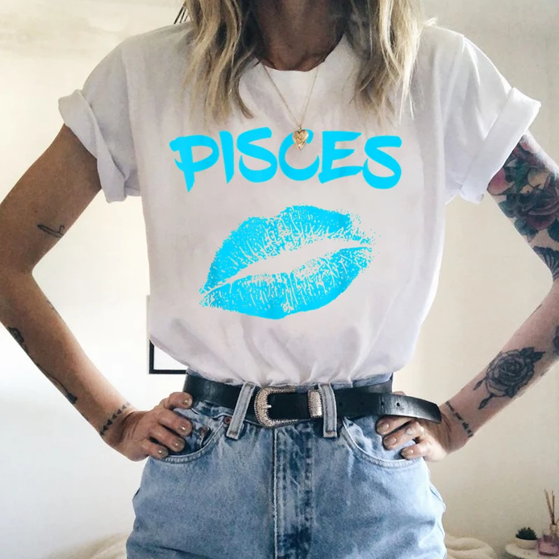 

Women Tops O-neck Sexy Pisces Lip Tees Kiss Lip Funny Summer Female Soft T Shirt Lips Graphic T Shirt Casual Tops Woman Tshirts