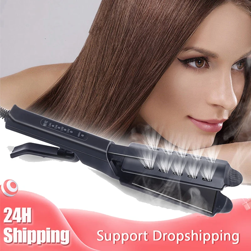 

Hot Sale Steam Hair Straightener Professional Salon Tourmaline Ionic Flat Iron Wet Dry Fast Ceramic Styler Hair Curler