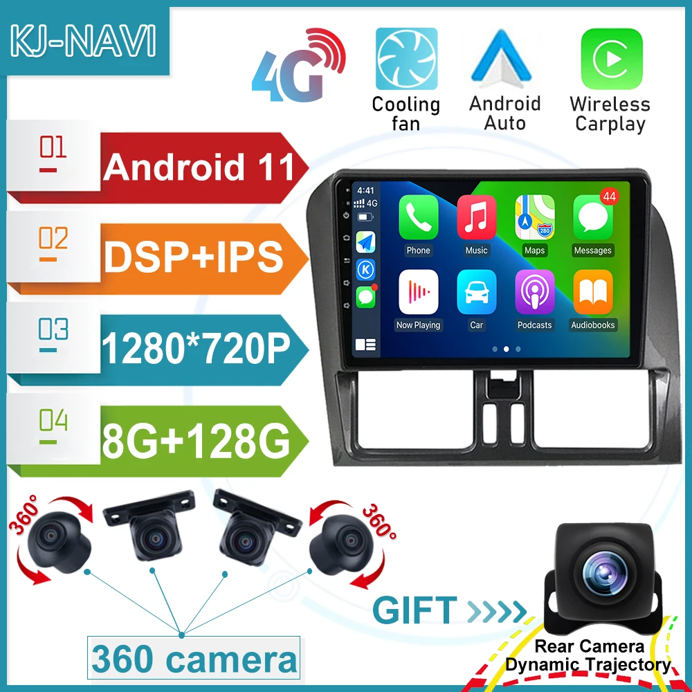 

Car Radio Video Stereo Player GPS For Volvo XC60 2011 - 2018 360 8GB+128GB Android 11 Wireless CarPlay Camera Multimedia NO DVD