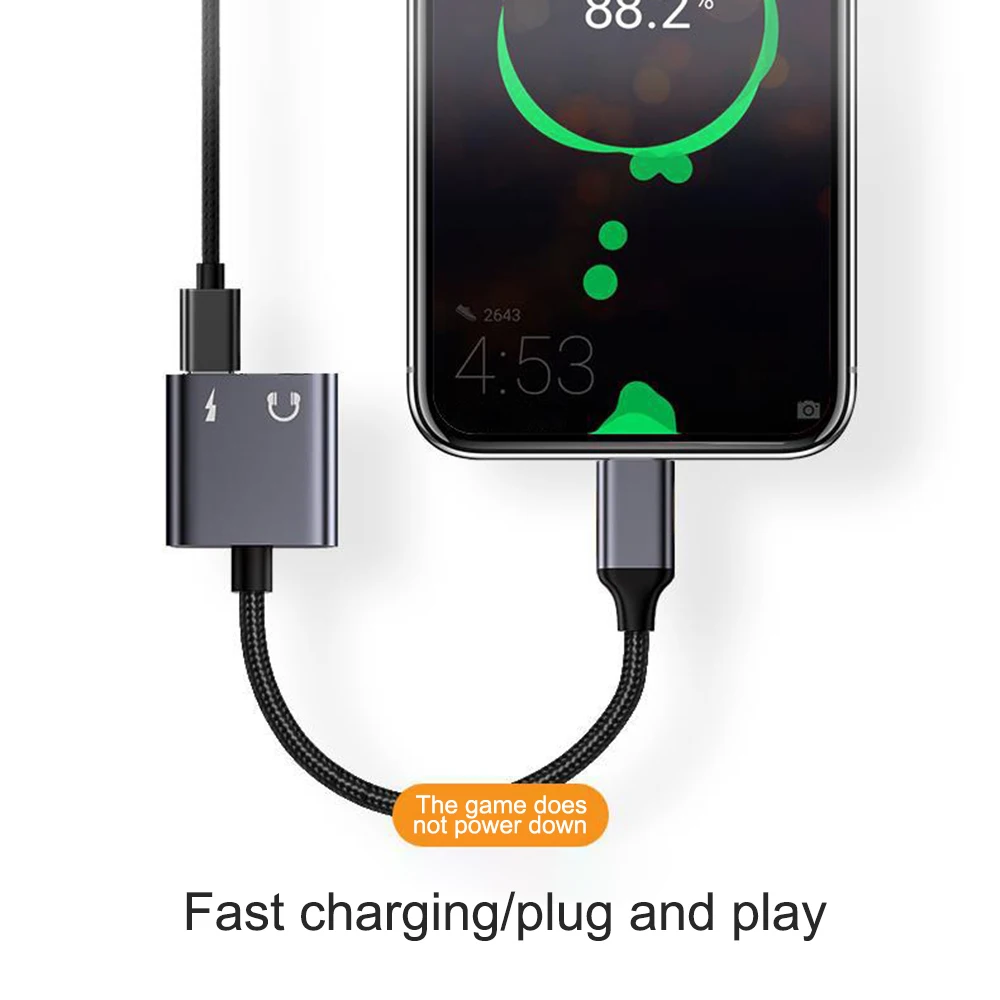 Переходник для наушников 2 в 1 с USB C на AUX Тип 3 5 мм PD60W 32 бит/384 кГц