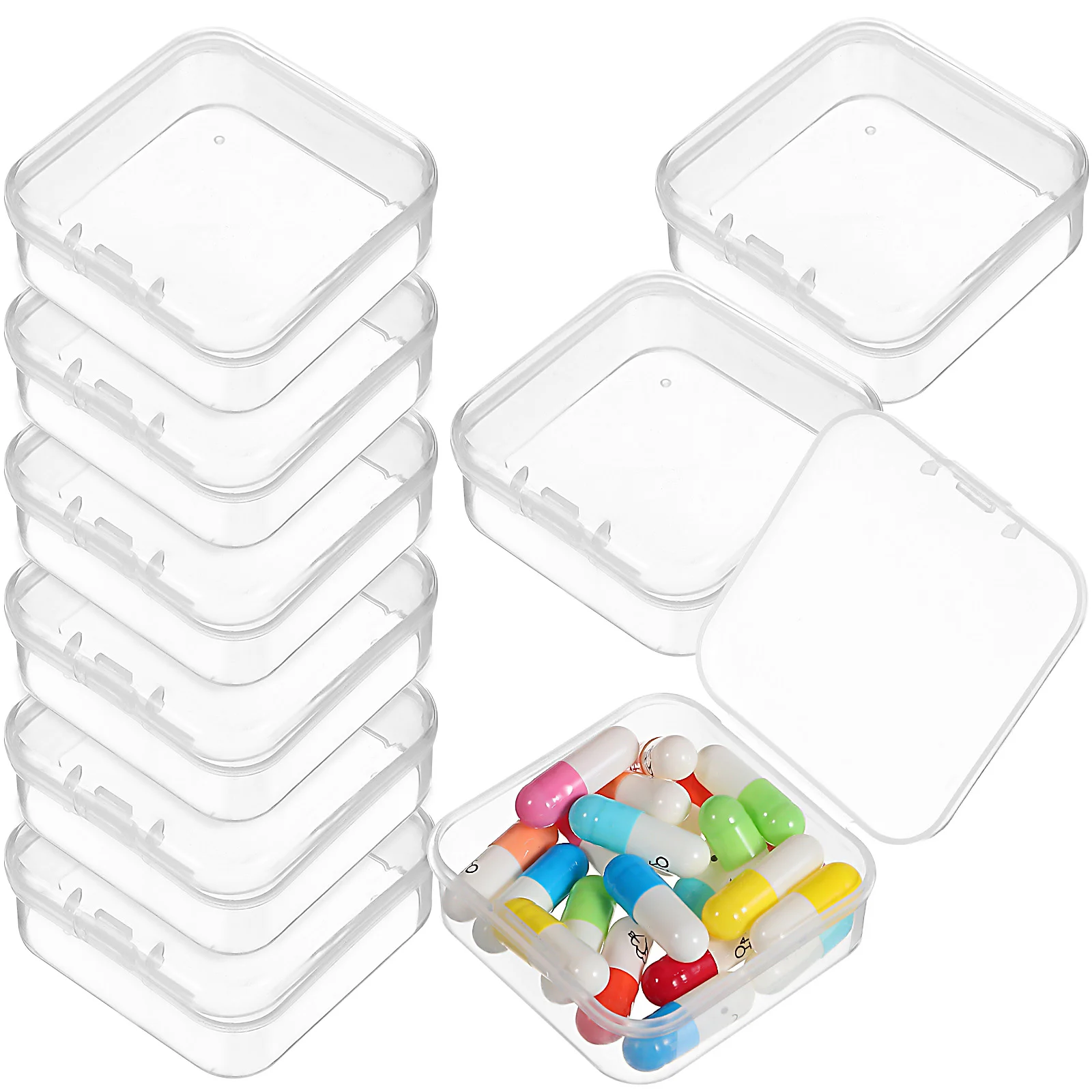 

24 Pcs Clear Plugs Container Square Plastic Storage Boxes Small Divided Bead Transparent Pvc