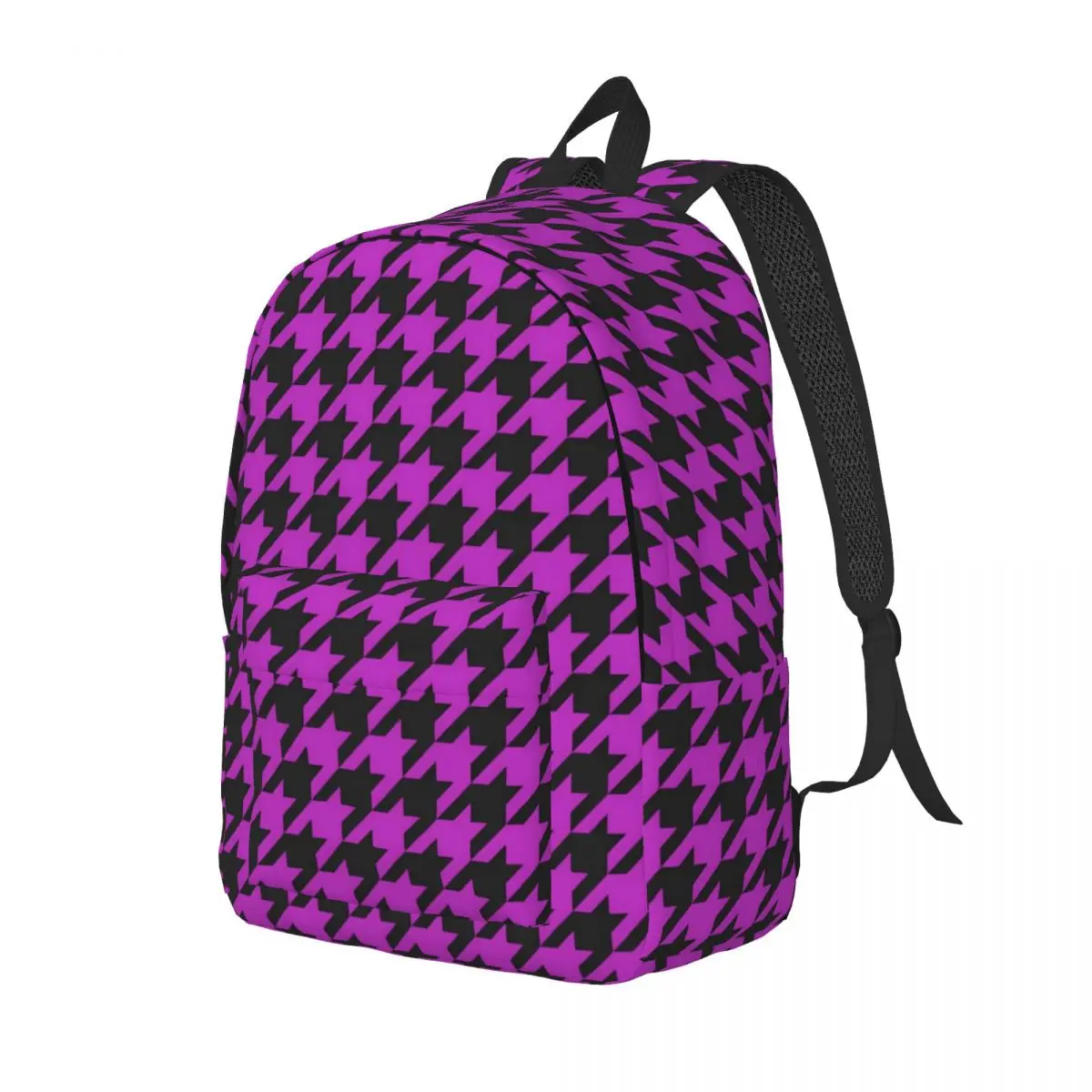 

Houndstooth Check Backpack Purple And Black Camping Backpacks Female Novelty School Bags High Quality Lightweight Rucksack