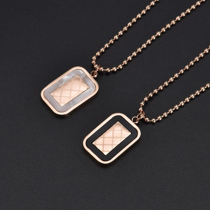 

Stainless Steel Square Rose Gold Pendant Neckalce Punk Creative Lock Chain Adjustable Neckalce for Women Man Jewelry