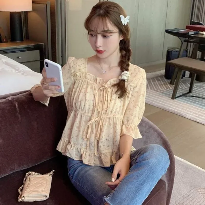 Женская шифоновая блузка с коротким рукавом размеры s-xxl