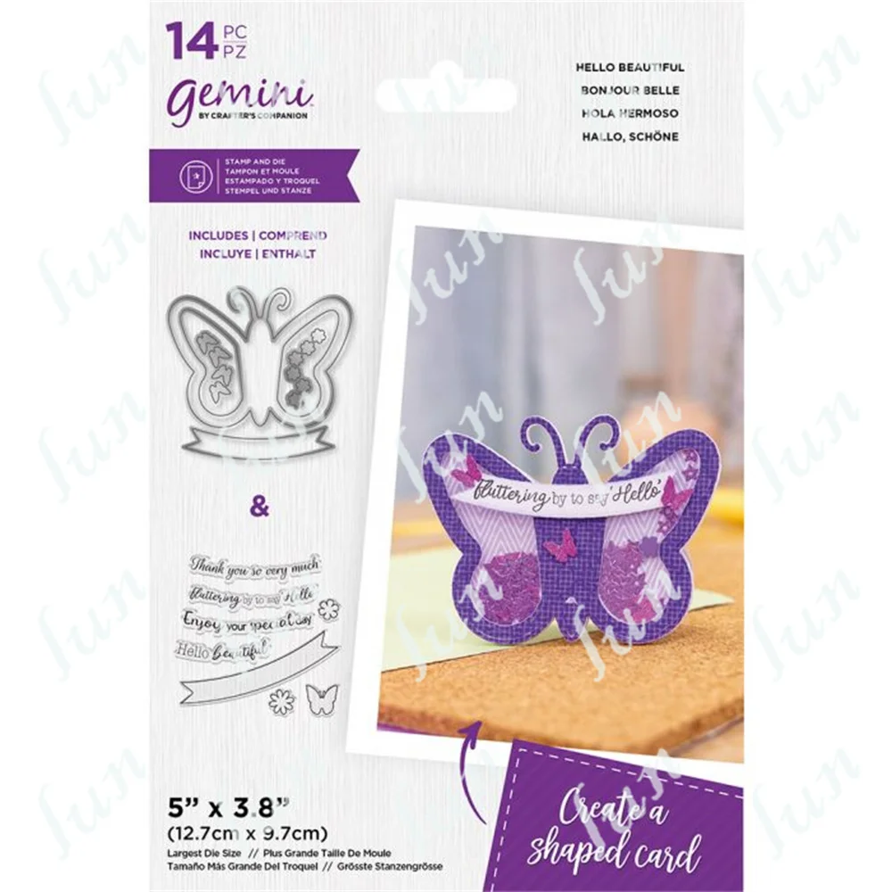 

2022 New Hello Beautiful Butterfly Clear Stamps or Metal Cut Dies Sets for Diy Paper Crafts Making Greeting Card Scrapbooking