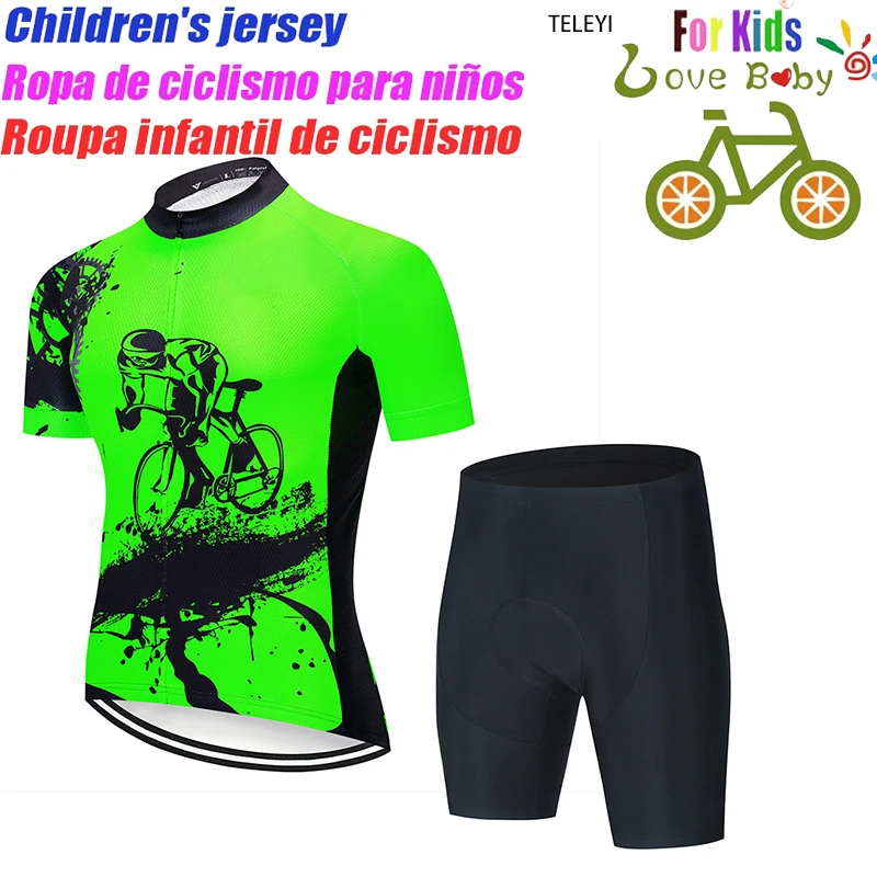 Новинка 2022 детский флуоресцентный зеленый комплект из Джерси для езды на