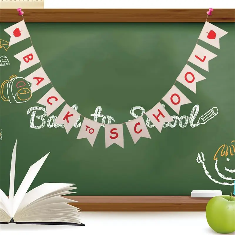 

Homecoming Party Decoration Colorful Linen Back To School Swallowtail Flag School Opening Party Background Banner Decoration