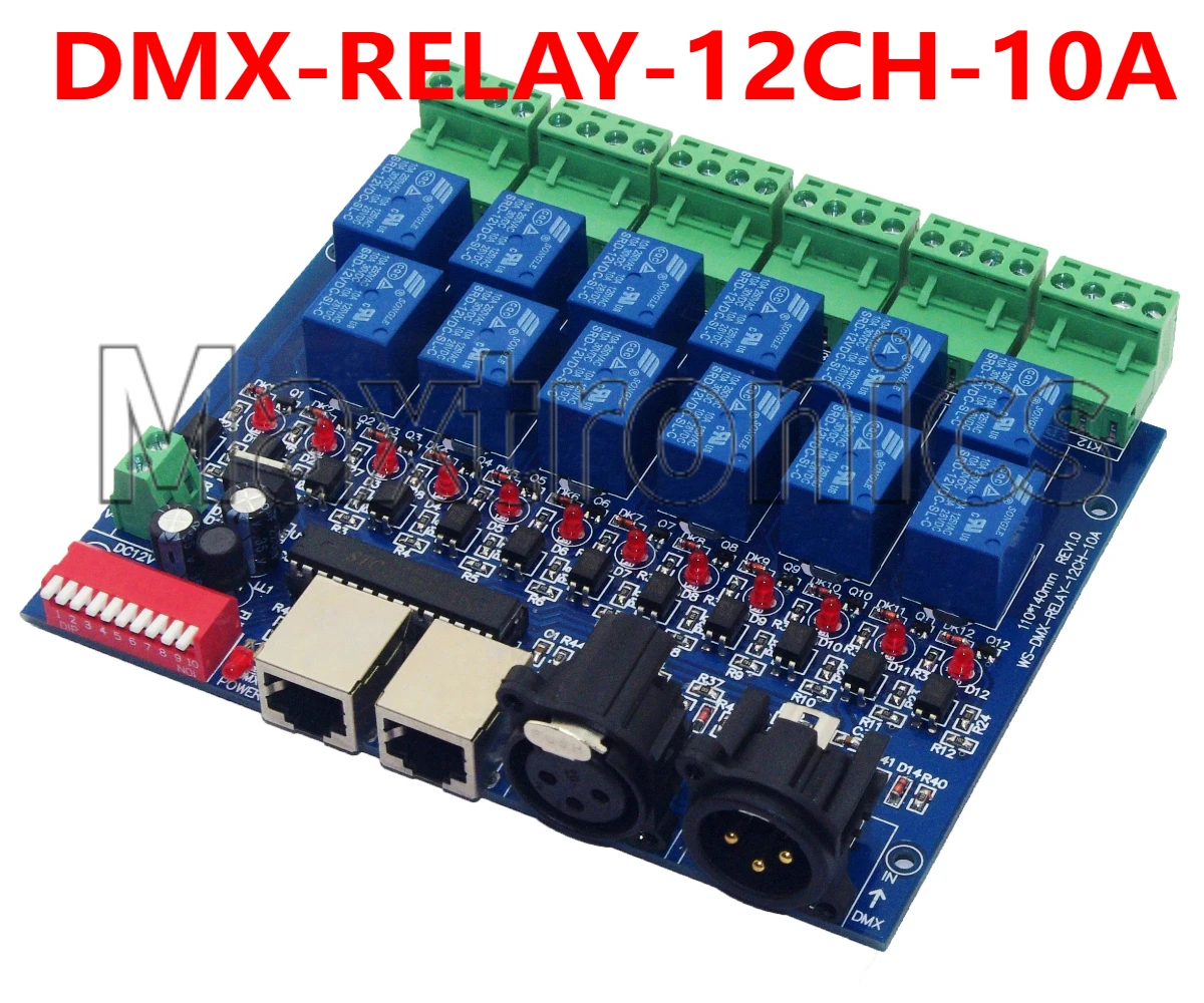 Фото Релейный декодер DC12V 12CH DMX512, 12-позиционный групповой релейный переключатель, 12 каналов * 10A/12 каналов * 2A, диммер для светодиодов DMX-RELAY-12CH-10A №3