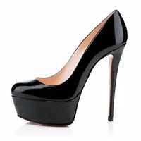 spring autumn fashion women shoes thick soled waterproof platform 14 cm stiletto patent leather nightclub womens pumps