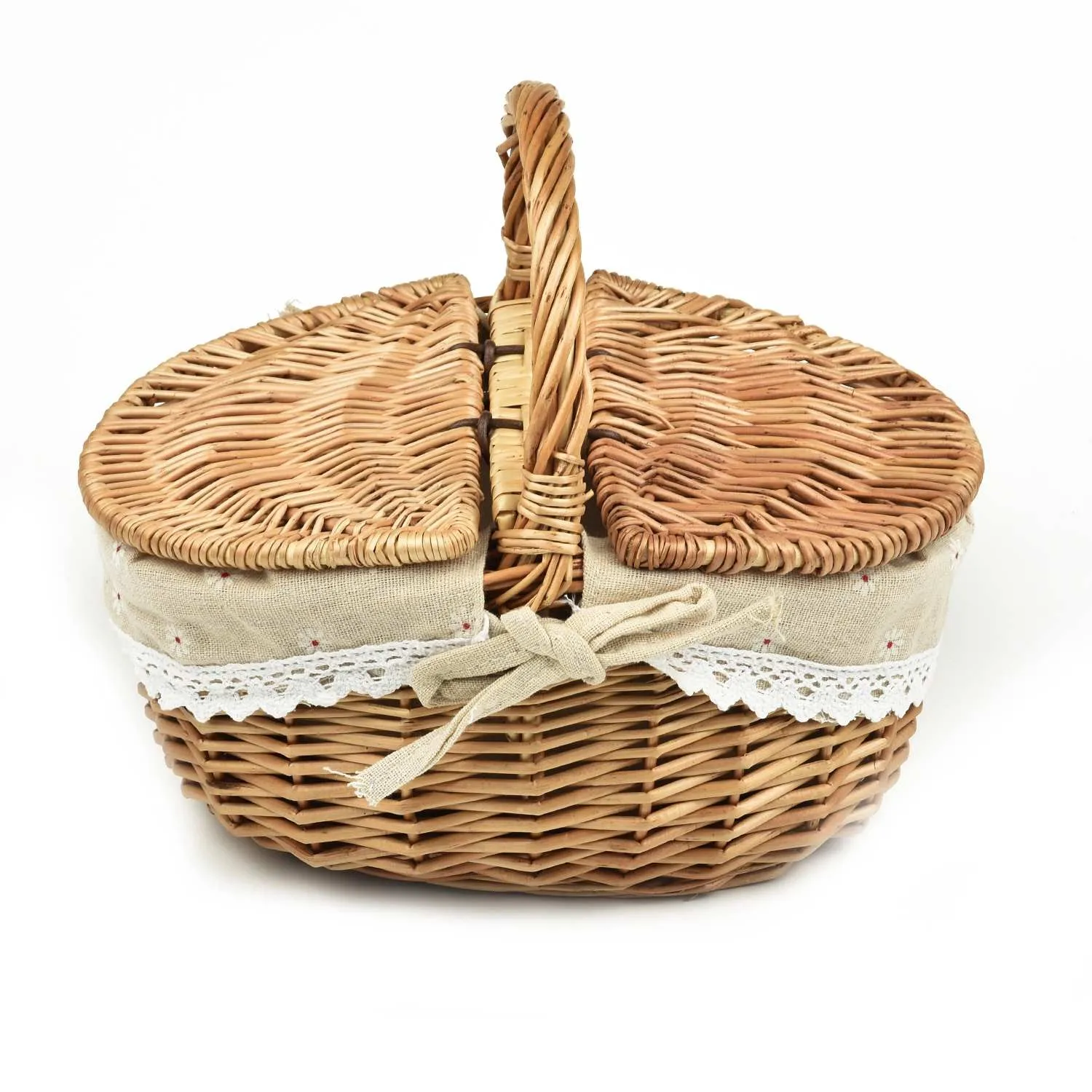 

Country Style Wicker Basket With Handle Making Camping Picnic Basket Tote Basket Shopping Storage Basket Fruit Storage Holder