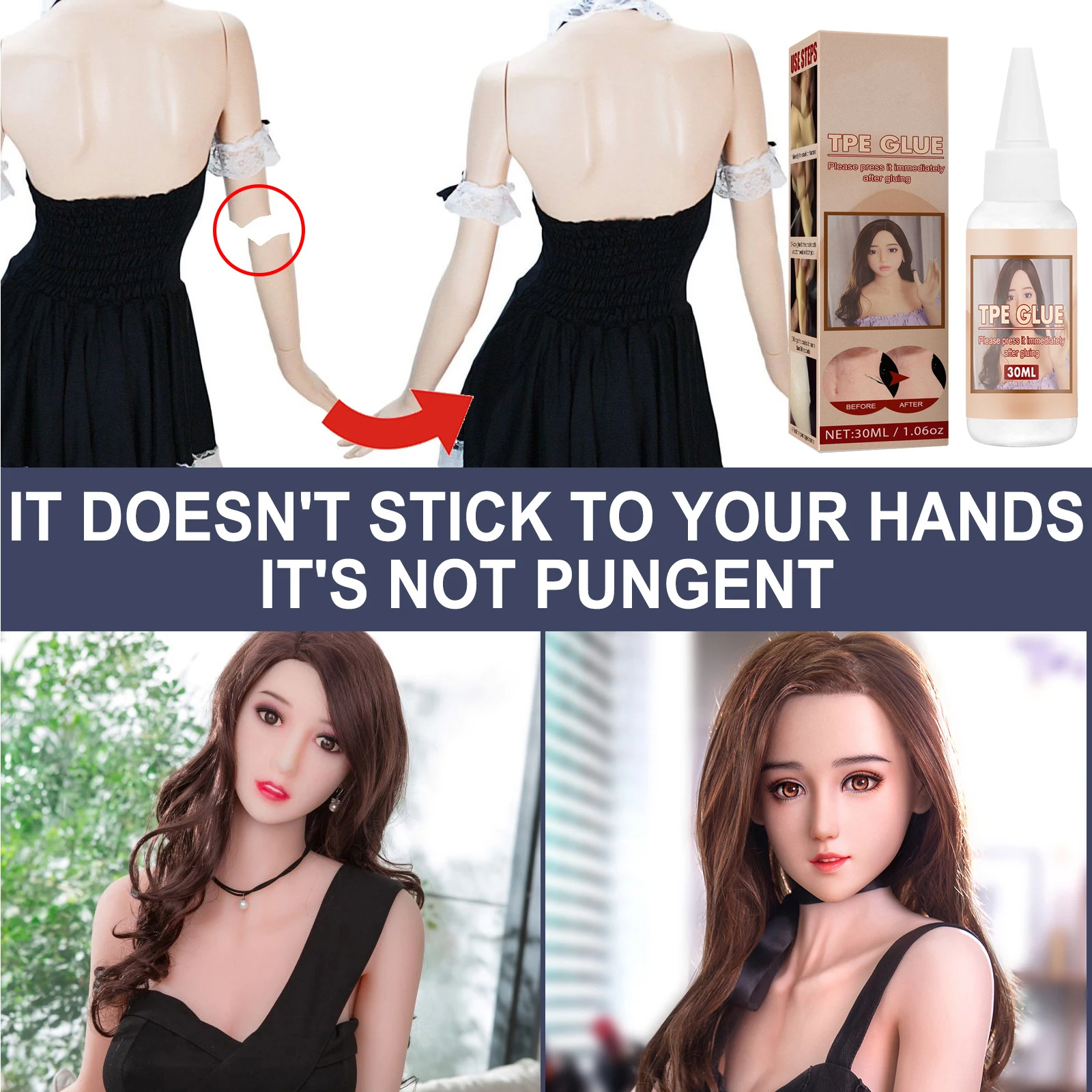 

30ML TPE Doll Accessories for Fast Repair Solid Doll Repair Agent TPE Solvent Glue for Silicone Doll Repair