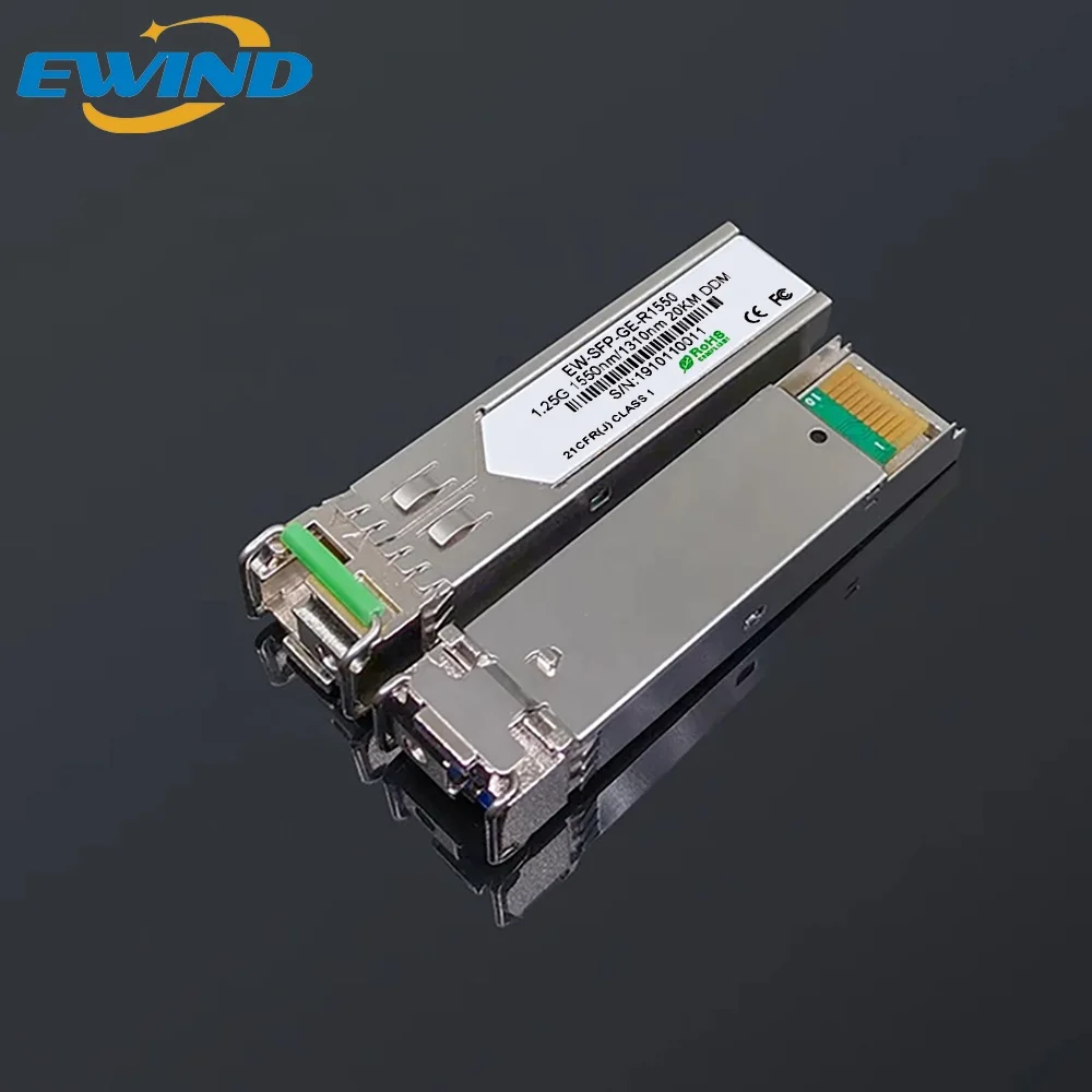 Одноволоконный оптический трансивер 1,25G LC SFP, совместимый с гигабитным волоконным модулем SFP, коммутационный модуль с сетевым переключателем, 20 км (art.: 3920c028fb090) - 3920c028fb090