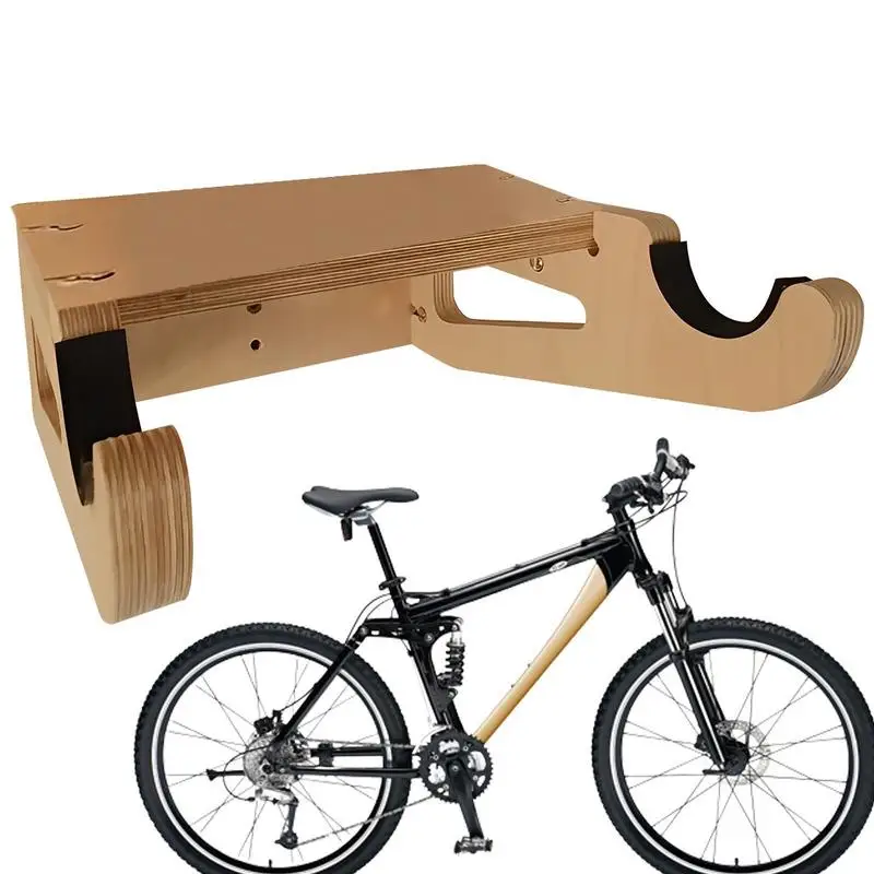 

Bike Storage Flexible Wooden Bike Hooks Indoor Bicycle Storage Mount Anti-Scratch Cycling Hanger And Organizer Bike Holder