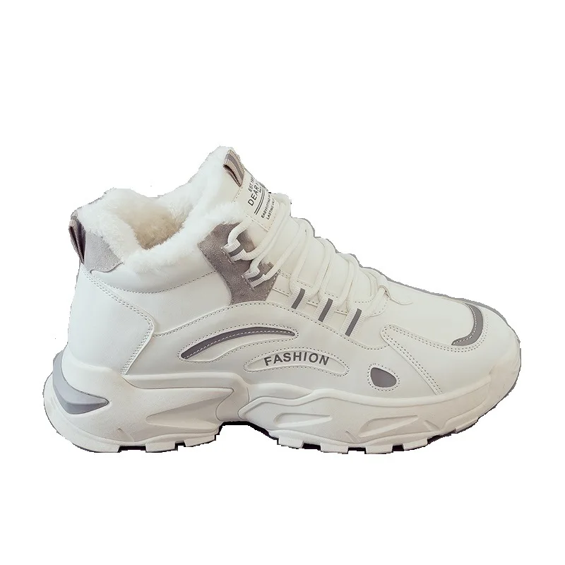 Зимние высокие плюшевые хлопковые кроссовки спортивная трендовая мужская обувь