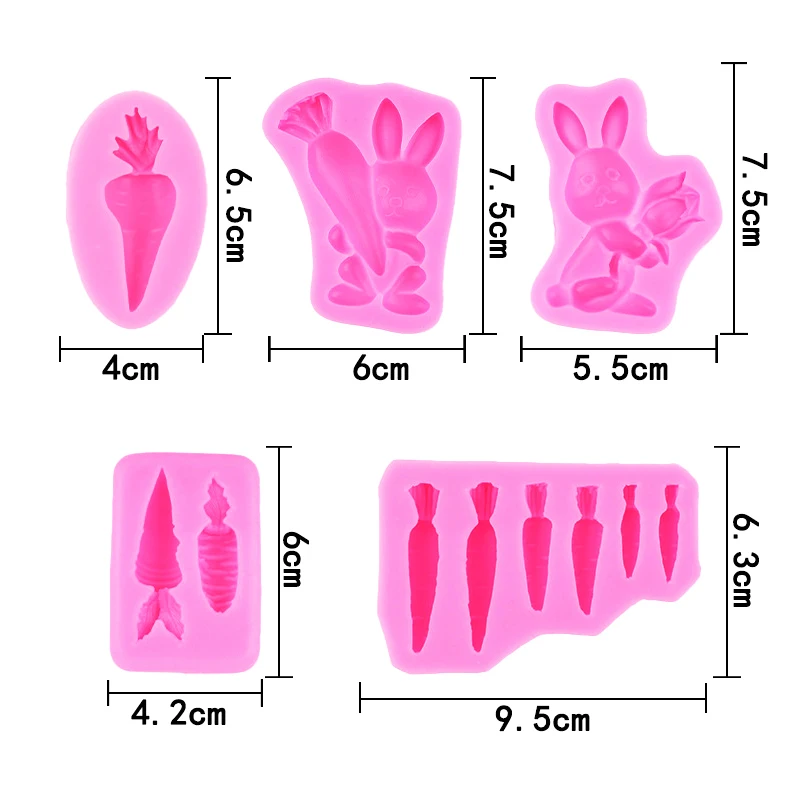 Easter Bunny Carrot Silicone Mold Chocolate Cupcake Baking Fondant Cakes Decorating Tool Themed Party Rabbit Cute Decor Supplies