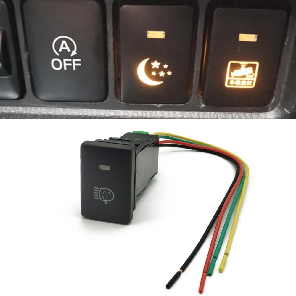 

Для Suzuki Jimny 2019 2020 2021, оранжевый свет, кнопка переключения омывателя фар автомобиля с кабелем, переключатель очистки фар