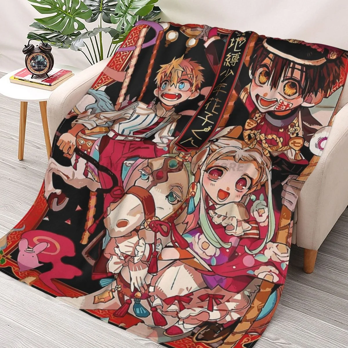 

Jibaku Shounen Hanako Kun Throws Blankets Collage Flannel Ultra-Soft Warm picnic blanket bedspread on the bed